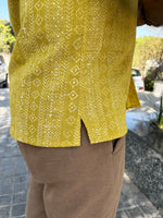 Load image into Gallery viewer, Mustard Block Print Cotton Half Sleeve Men Shirt
