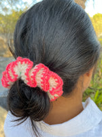Load image into Gallery viewer, Pink Hibiscus Crochet Scrunchie
