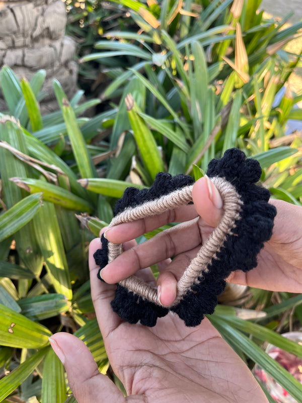 Black Bubbles Crochet Scrunchie