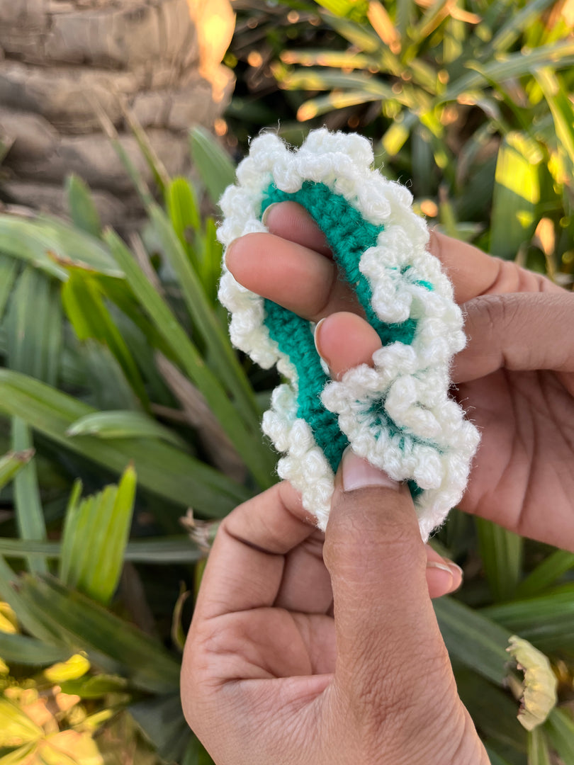 Green double layer Gajra Crochet Scrunchie