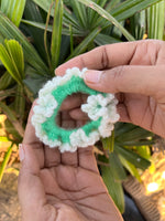 Load image into Gallery viewer, Green single layer Gajra Crochet Scrunchie
