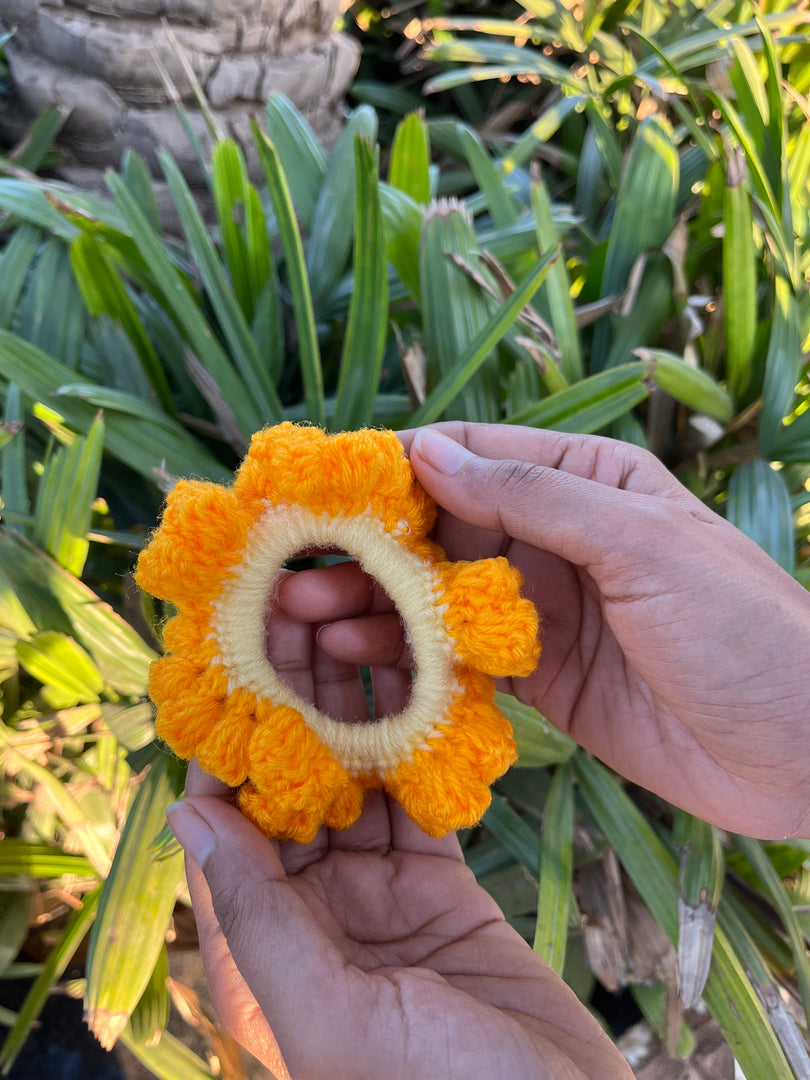 Orange Bubbles Crochet Scrunchie