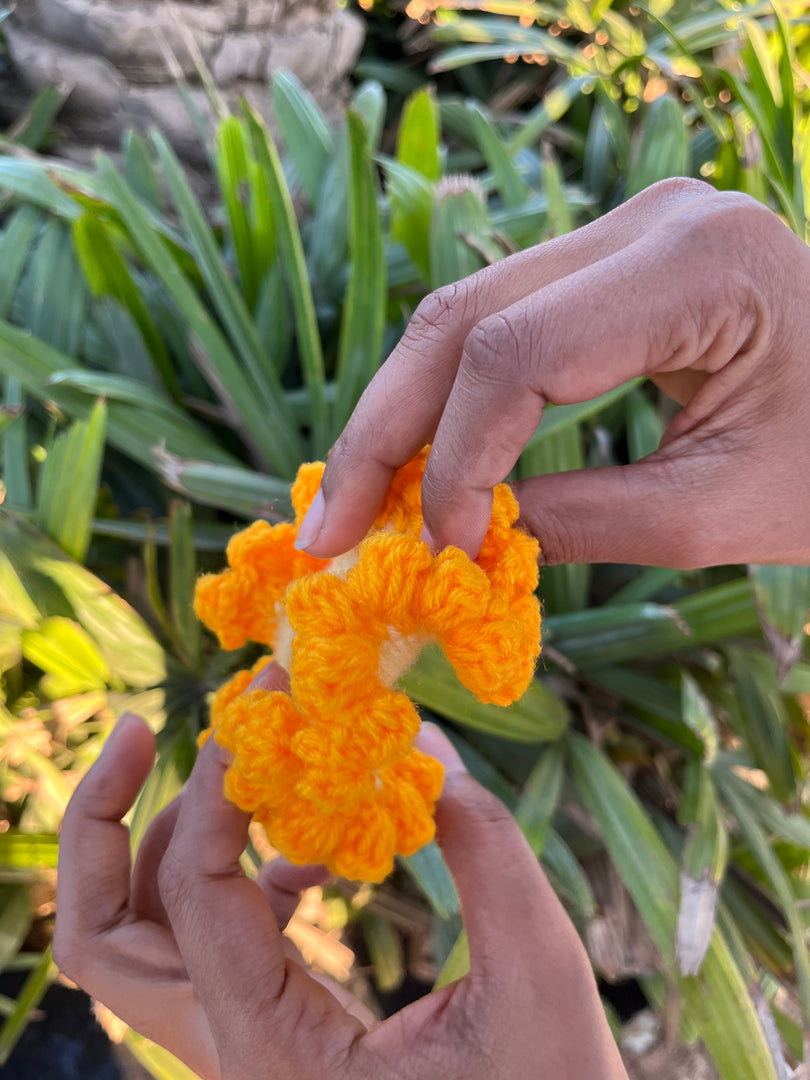 Orange Bubbles Crochet Scrunchie