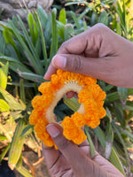 Load image into Gallery viewer, Orange Bubbles Crochet Scrunchie
