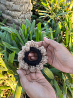Load image into Gallery viewer, Beige Bubbles Crochet Scrunchie
