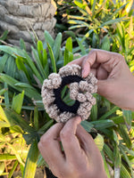 Load image into Gallery viewer, Beige Bubbles Crochet Scrunchie
