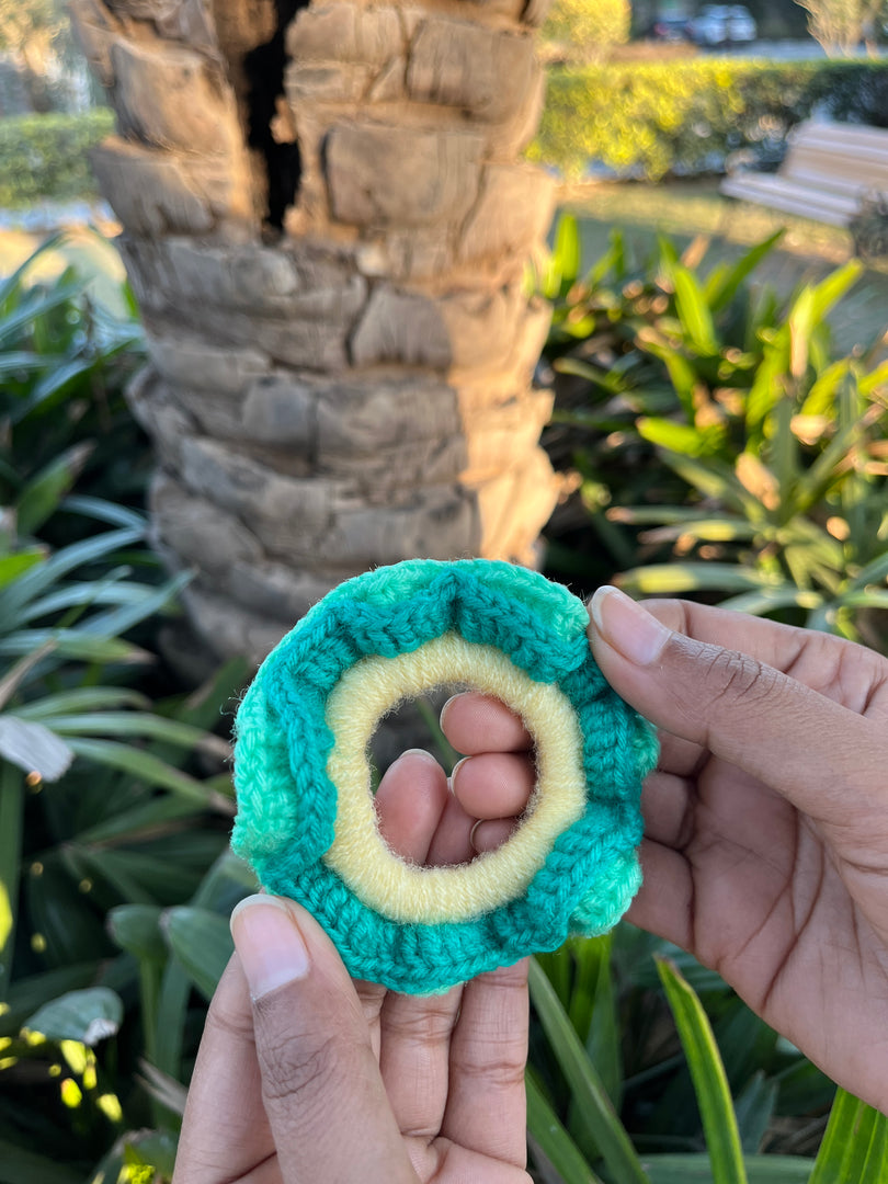 Green Layered Crochet Scrunchie