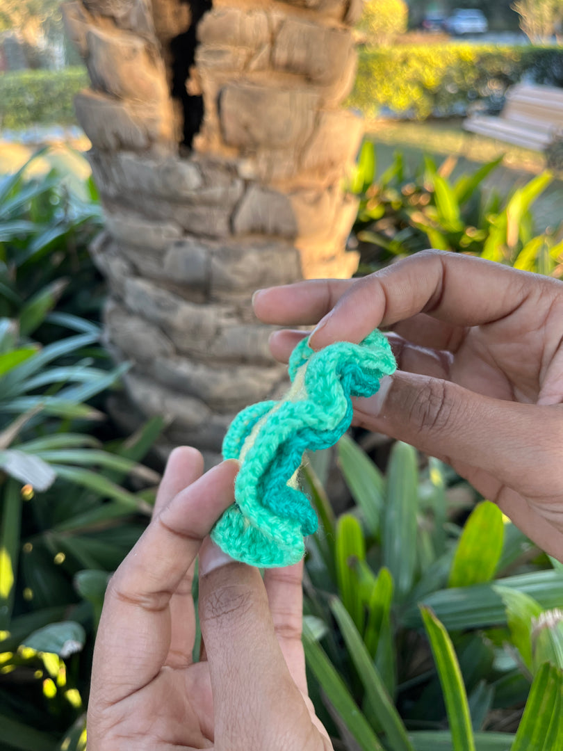 Green Layered Crochet Scrunchie