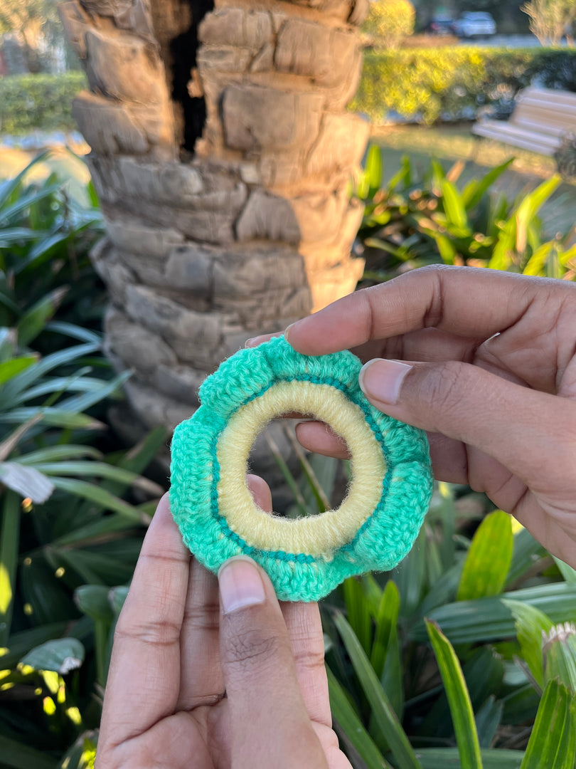 Green Layered Crochet Scrunchie