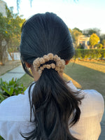 Load image into Gallery viewer, Beige Bubbles Crochet Scrunchie
