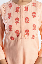 Load image into Gallery viewer, Peach Hand-Block Print Kurti and Pant
