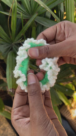 Load and play video in Gallery viewer, Green single layer Gajra Crochet Scrunchie
