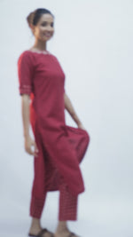 Load and play video in Gallery viewer, Red Hand-Block Print Kurti and Pant
