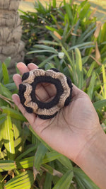 Load and play video in Gallery viewer, Beige Black Layered Crochet Scrunchie

