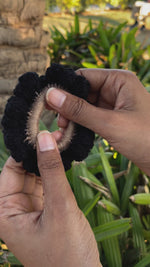 Load and play video in Gallery viewer, Black Bubbles Crochet Scrunchie
