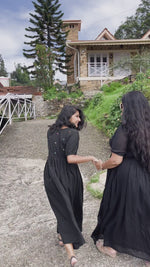 Load and play video in Gallery viewer, Black Mirror-work Cotton Maxi Dress
