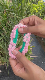 Load and play video in Gallery viewer, Pink double layer Gajra Crochet Scrunchie
