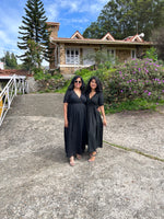 Load image into Gallery viewer, Black Mirror-work Cotton Maxi Dress
