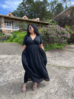 Load image into Gallery viewer, Black Mirror-work Cotton Maxi Dress
